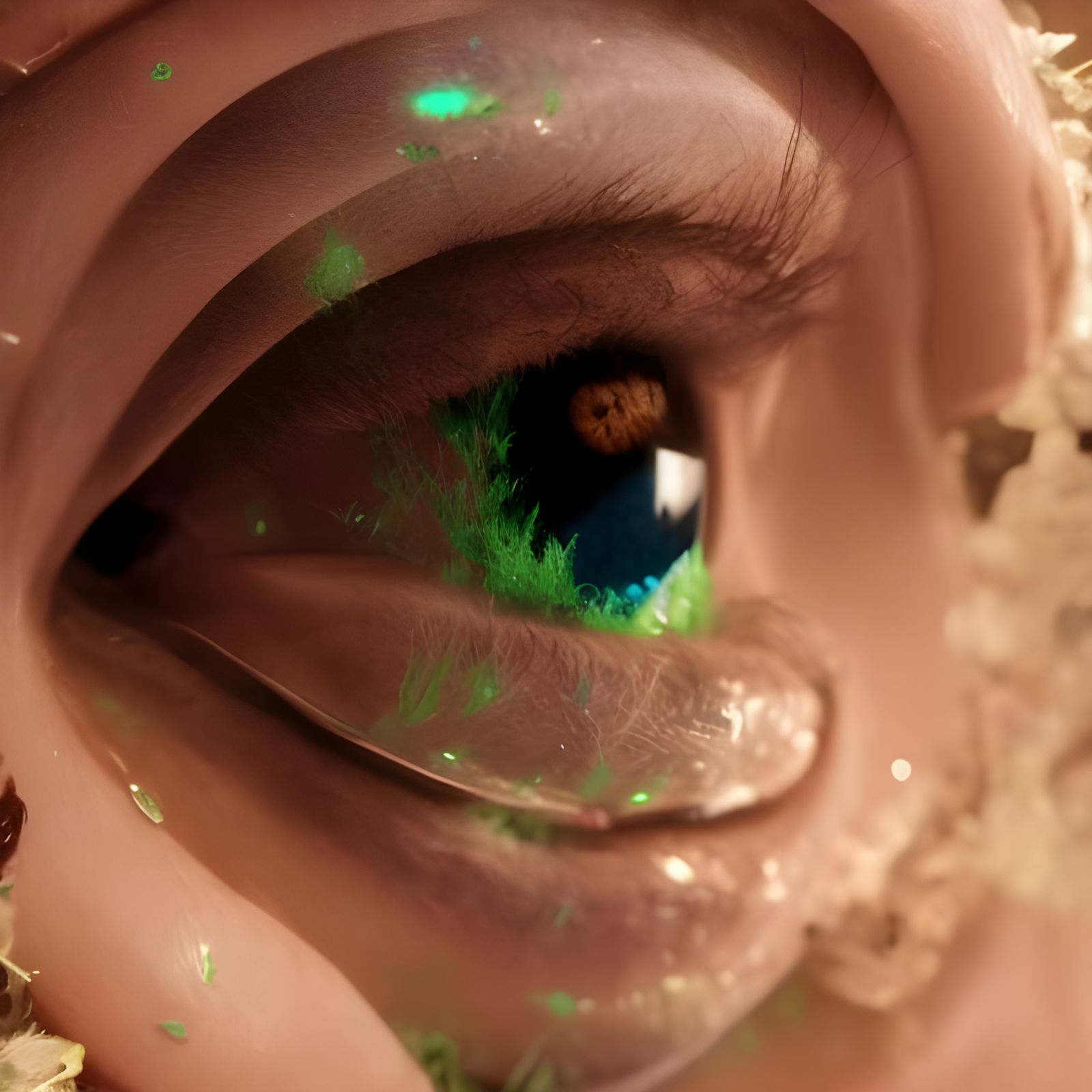 Surreal Cyberpunk Eye with Fiber Optics