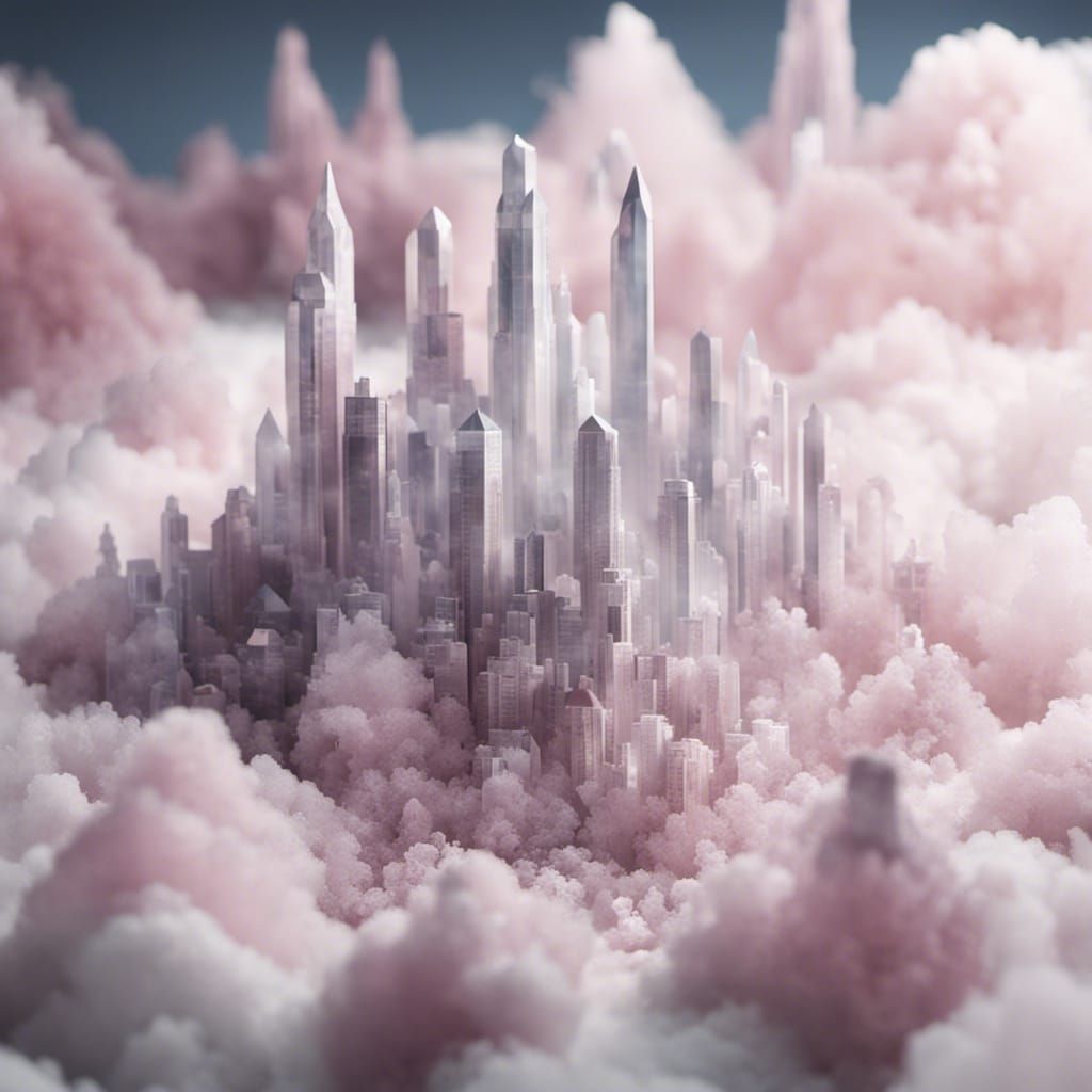 Quartz Crystal City Floating in the Clouds