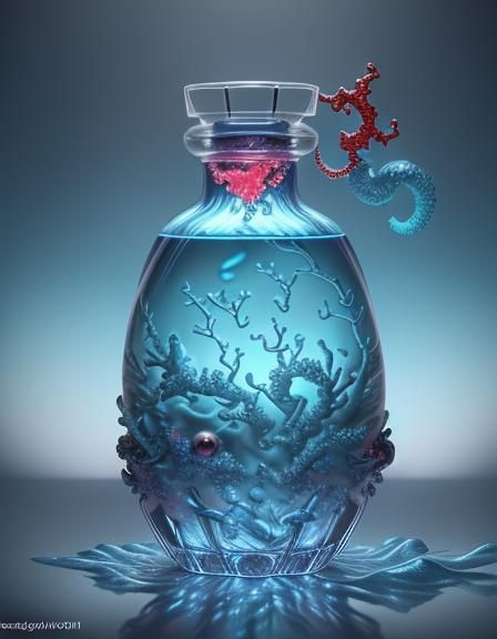Ocean Potion with Coral Ornament, Polychromatic Light