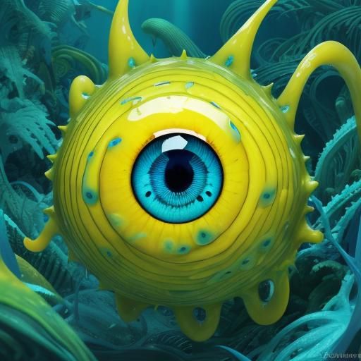 Undulating Slime Creature with Human Eyes