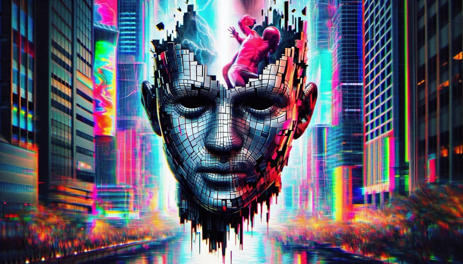 Abstract Glitch Art with Geometric Patterns