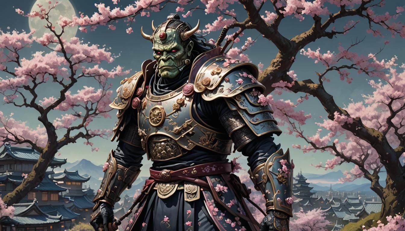 Frankenstein Samurai in Cherry Blossom Armor