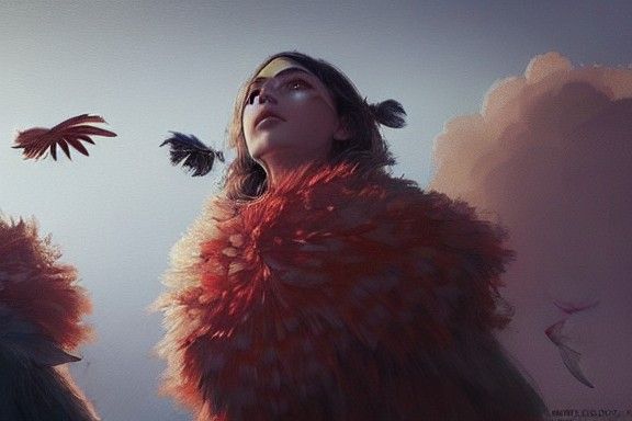 Feathers Falling Like Rain in a Burton-esque Style