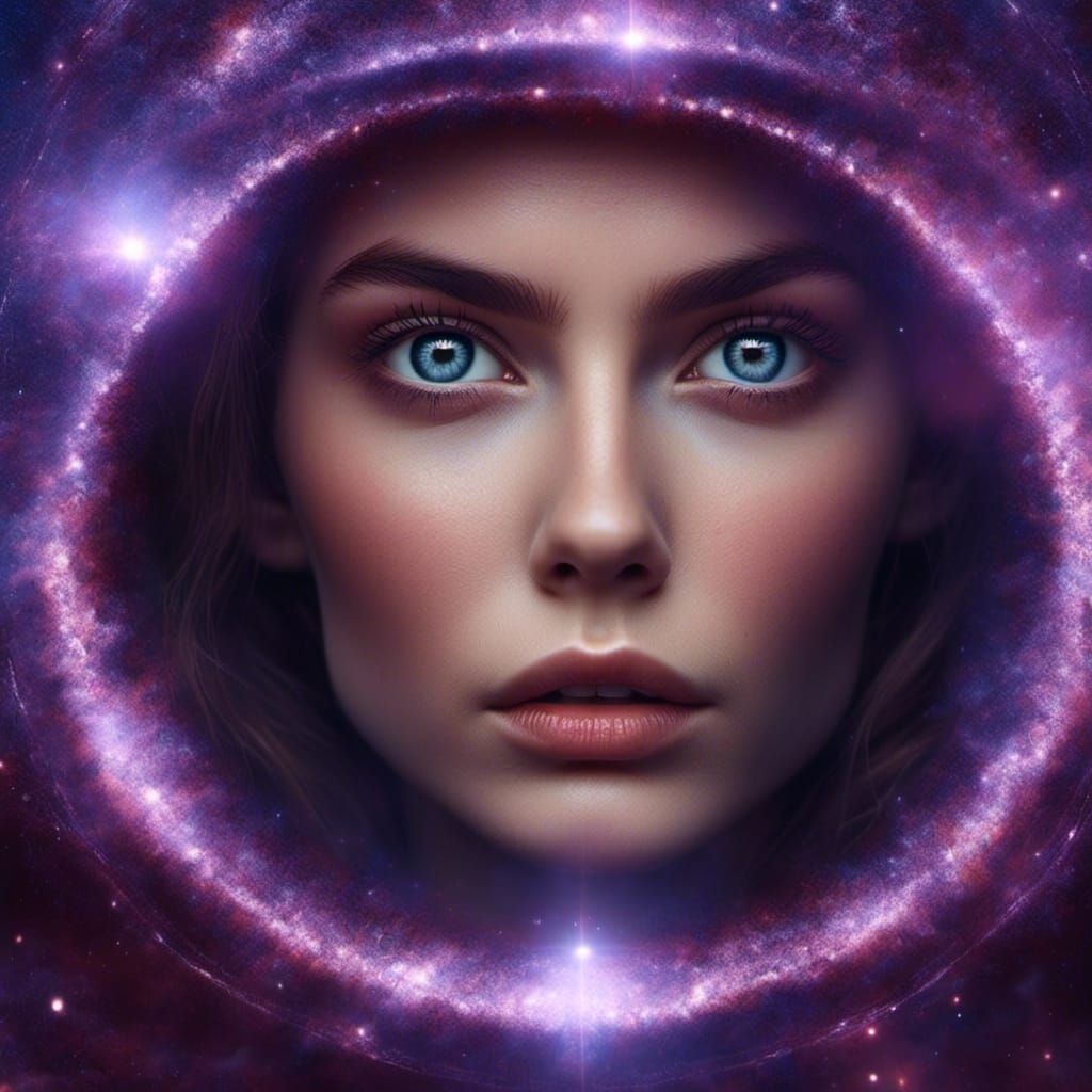 Goddess Violet Eye Through Galactic Halo