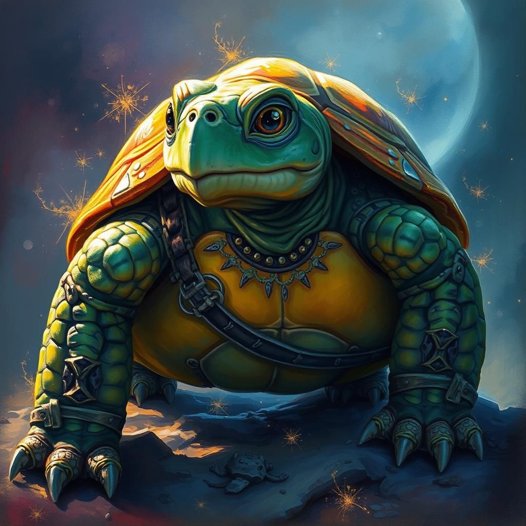 Tortoise Barbarian: Fantasy Art with Alcohol Ink