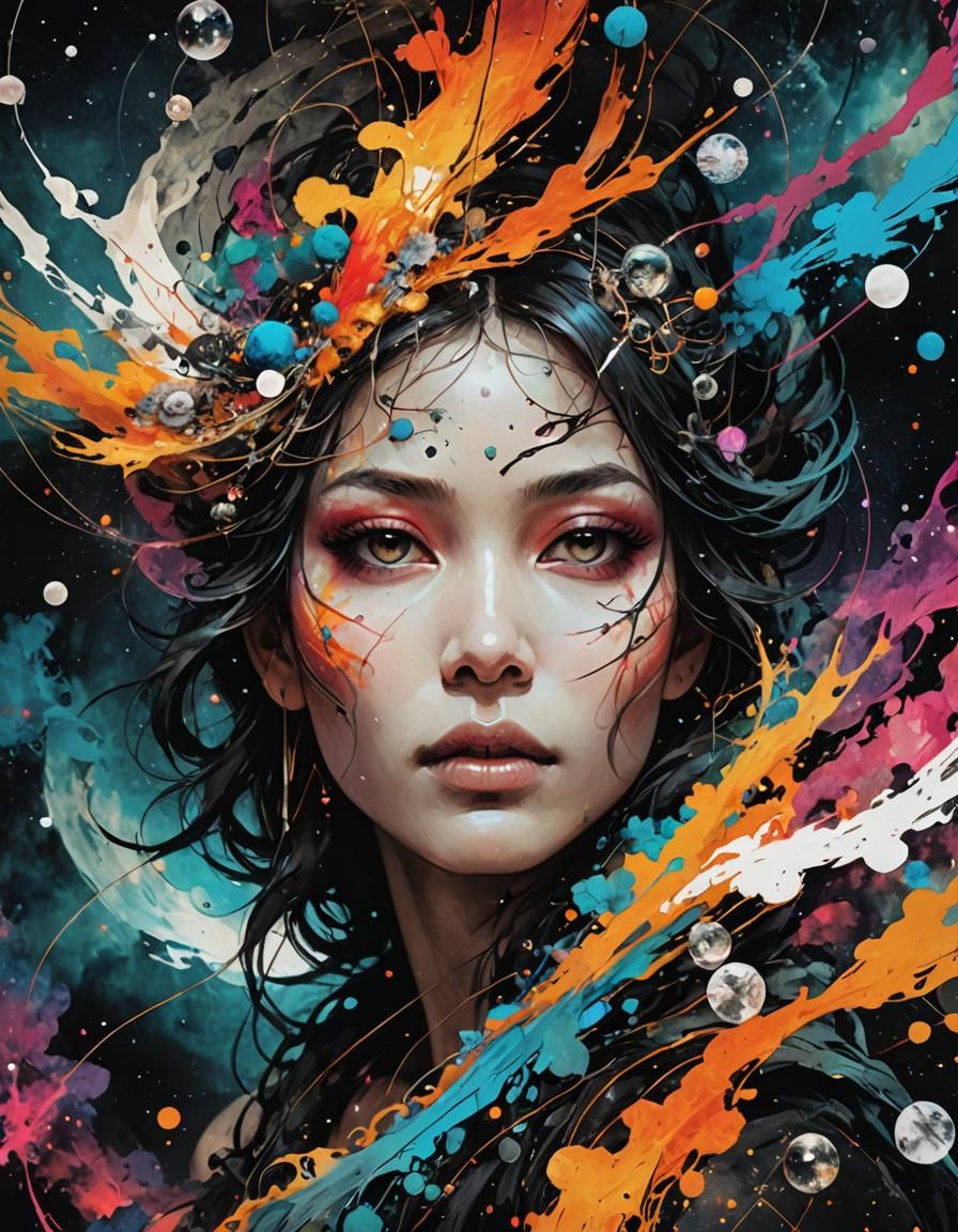 Cosmic Energy Streams in Surreal Dye-Transfer Art