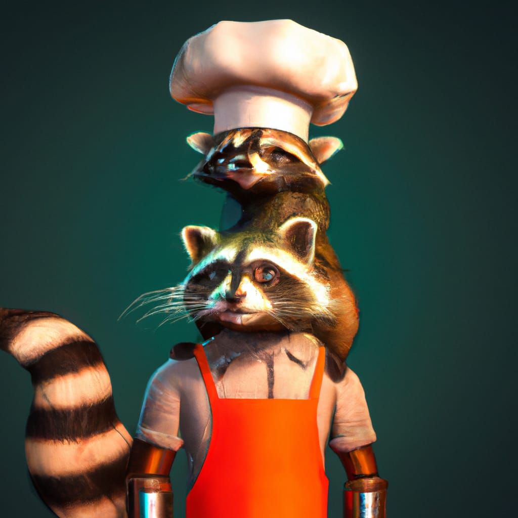 Raccoon Chef Hat on Human Head Digital Art