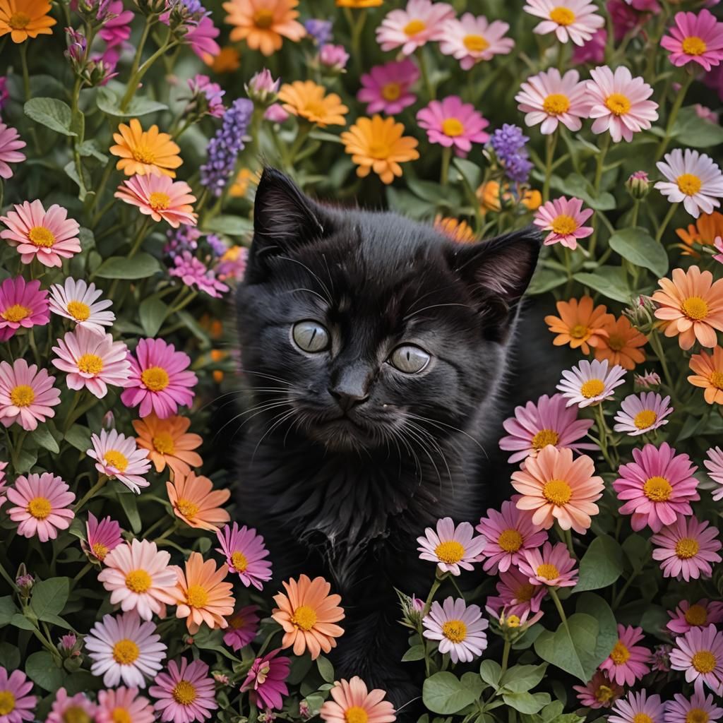 Sleeping Kitten in Flowers: Wildlife Macro Photography