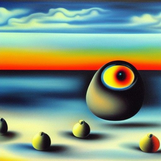 Surreal Eyeballs on Ocean Waves, Dali Style