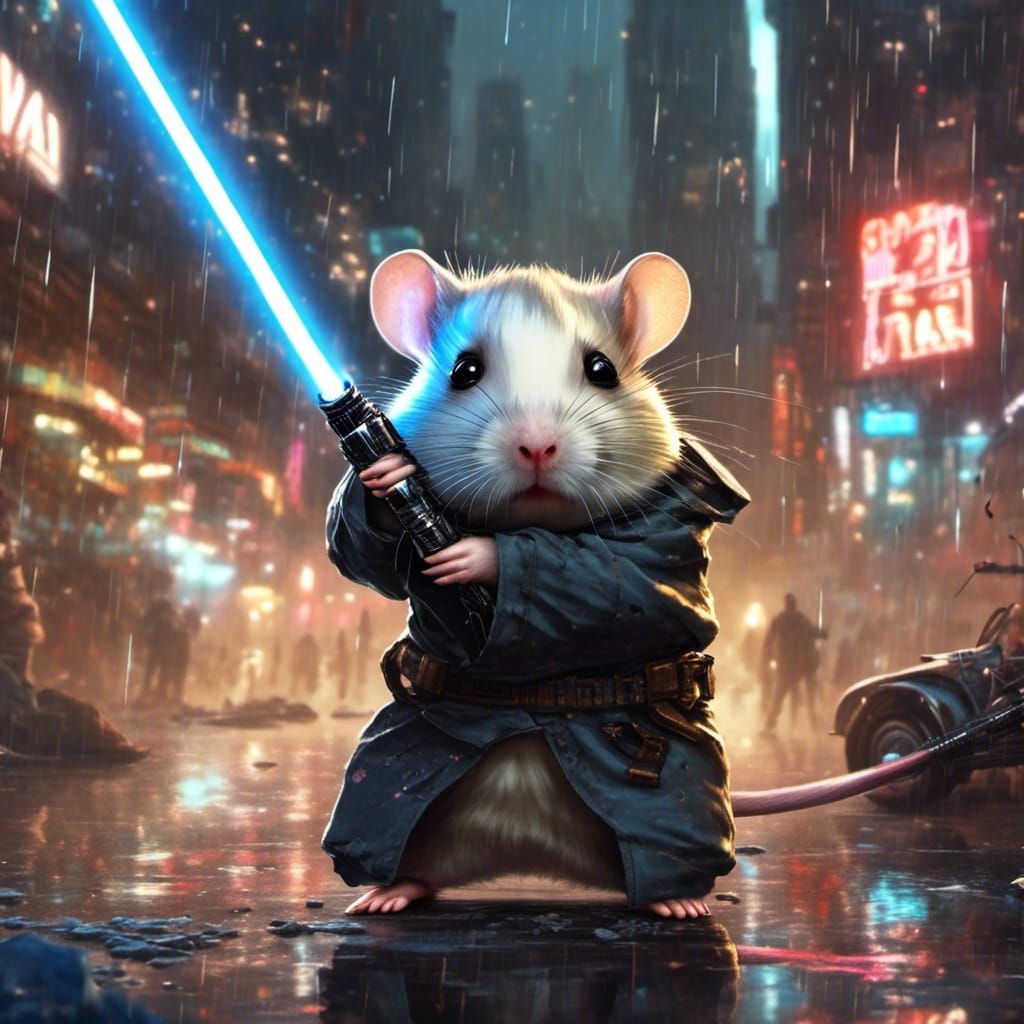 Giant Hamster Jedi with Lightsaber in Star Wars