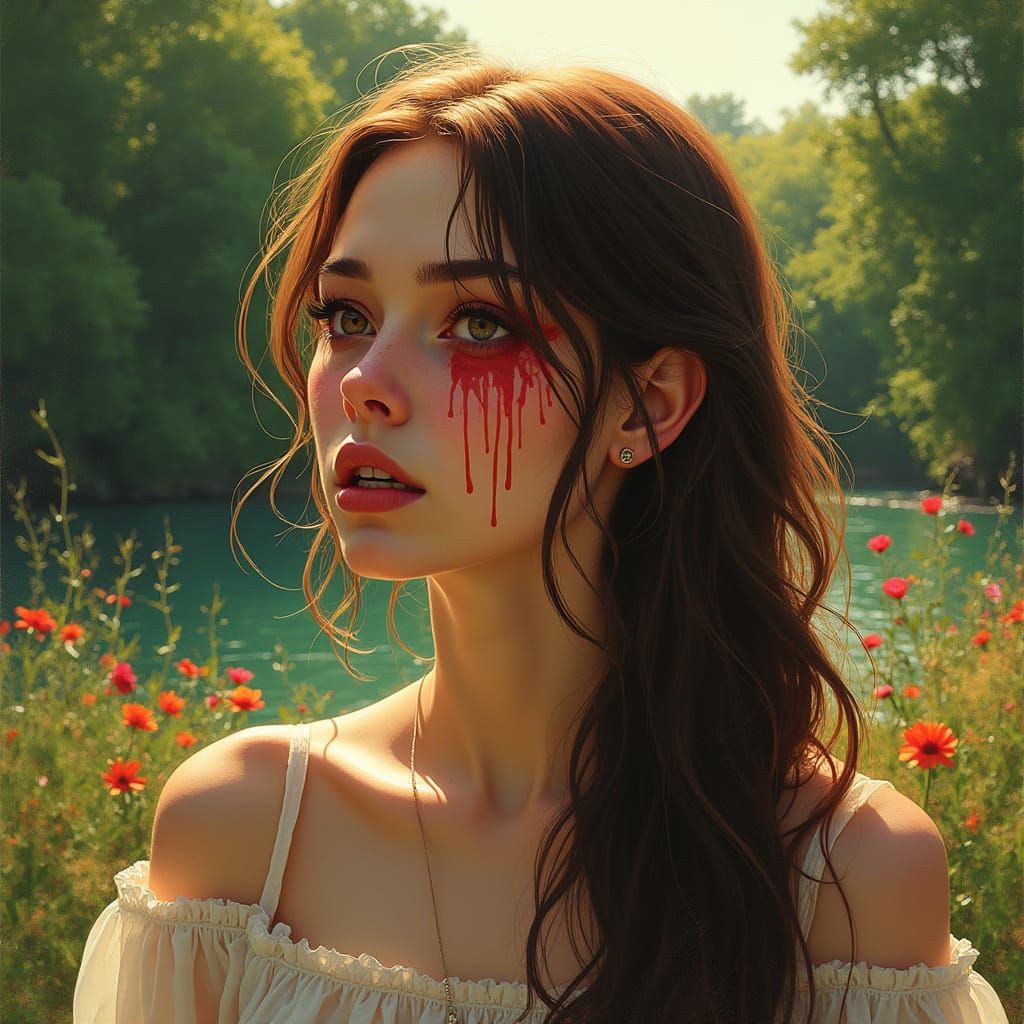 Soulful Portrait in Cyberpunk Aesthetic