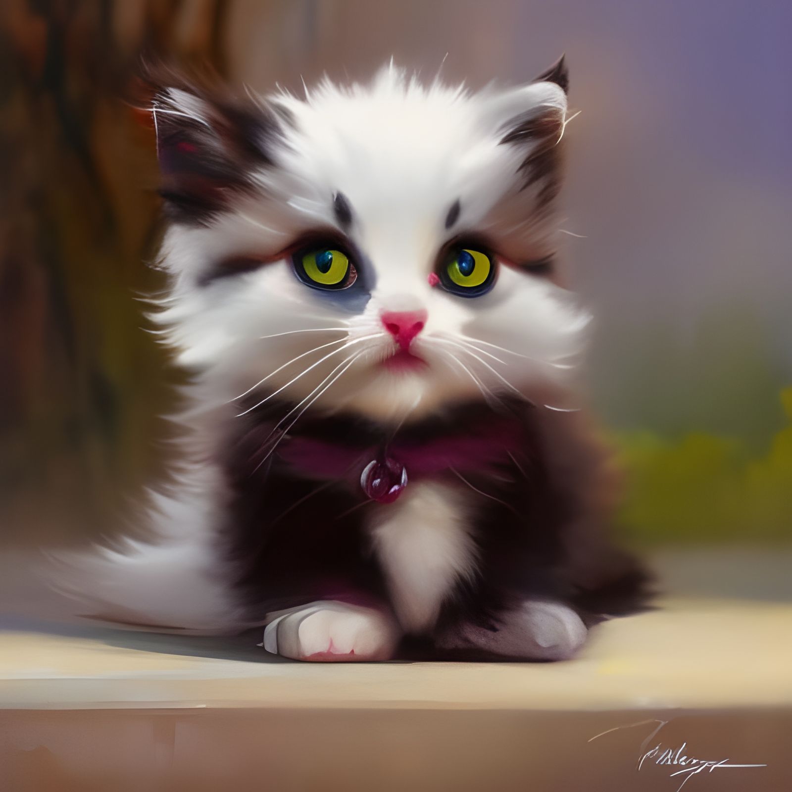 Colorful Graffiti Art Kitten in Studio Ghibli Style