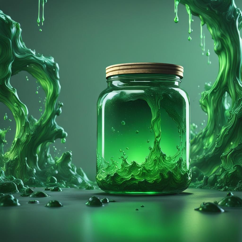 Green Liquid in Glass Jar: Detailed Matte Painting