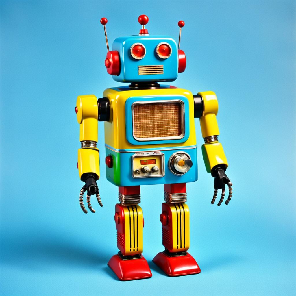 Retro Toy Robot with Visible Internal Robotics