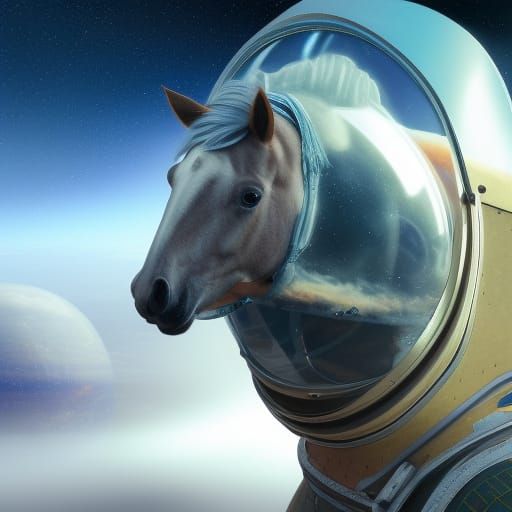 Horse in Space Helmet: Fantasy Concept Art