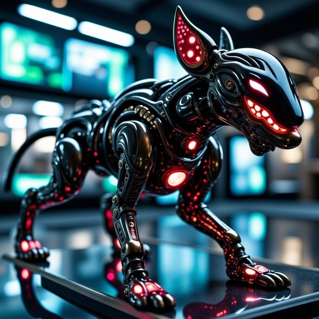 Futuristic Cybernetic Dog in Digital Art Style