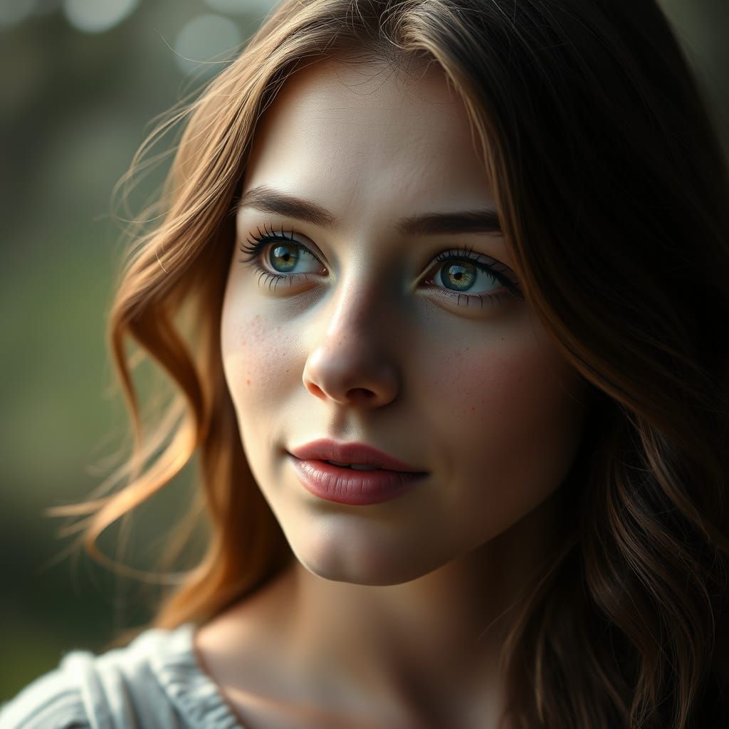 Hyper-Realistic Portrait of a Serene Young Woman