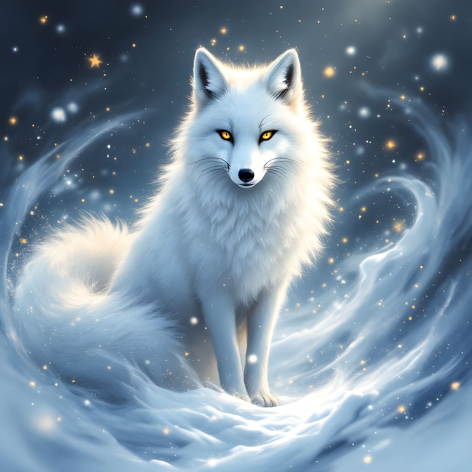 Majestic White Fox Dances in Snowy Blizzard