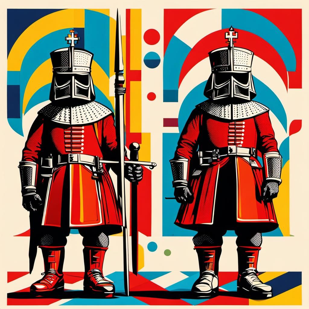 England's King's Guard in Pop Art Style