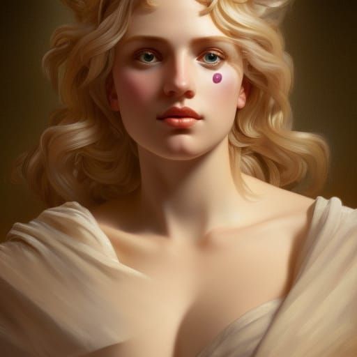 Greek Blonde Woman Portrait in Art Nouveau Style