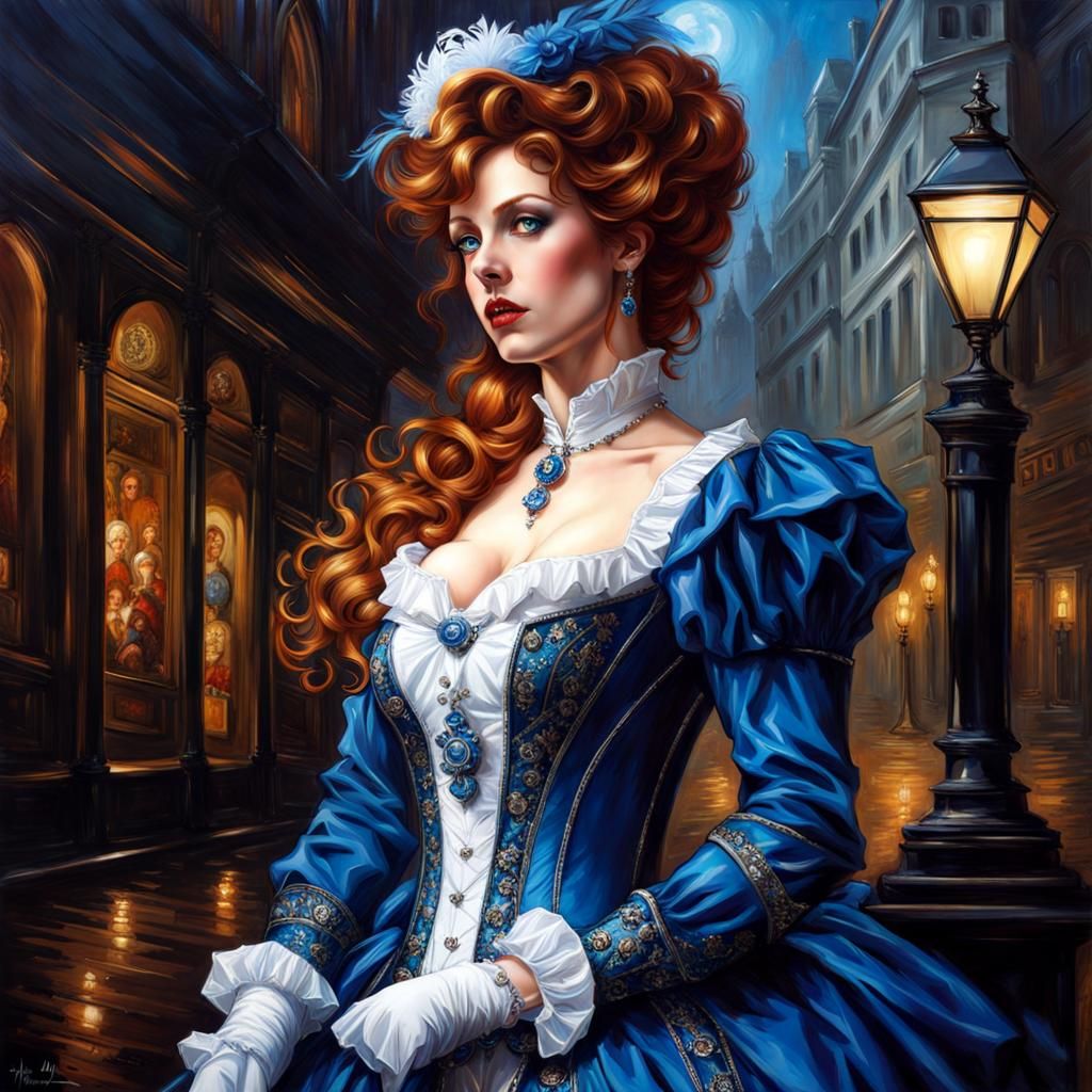 Victorian Woman in Latex Costume: Gothic Art Style