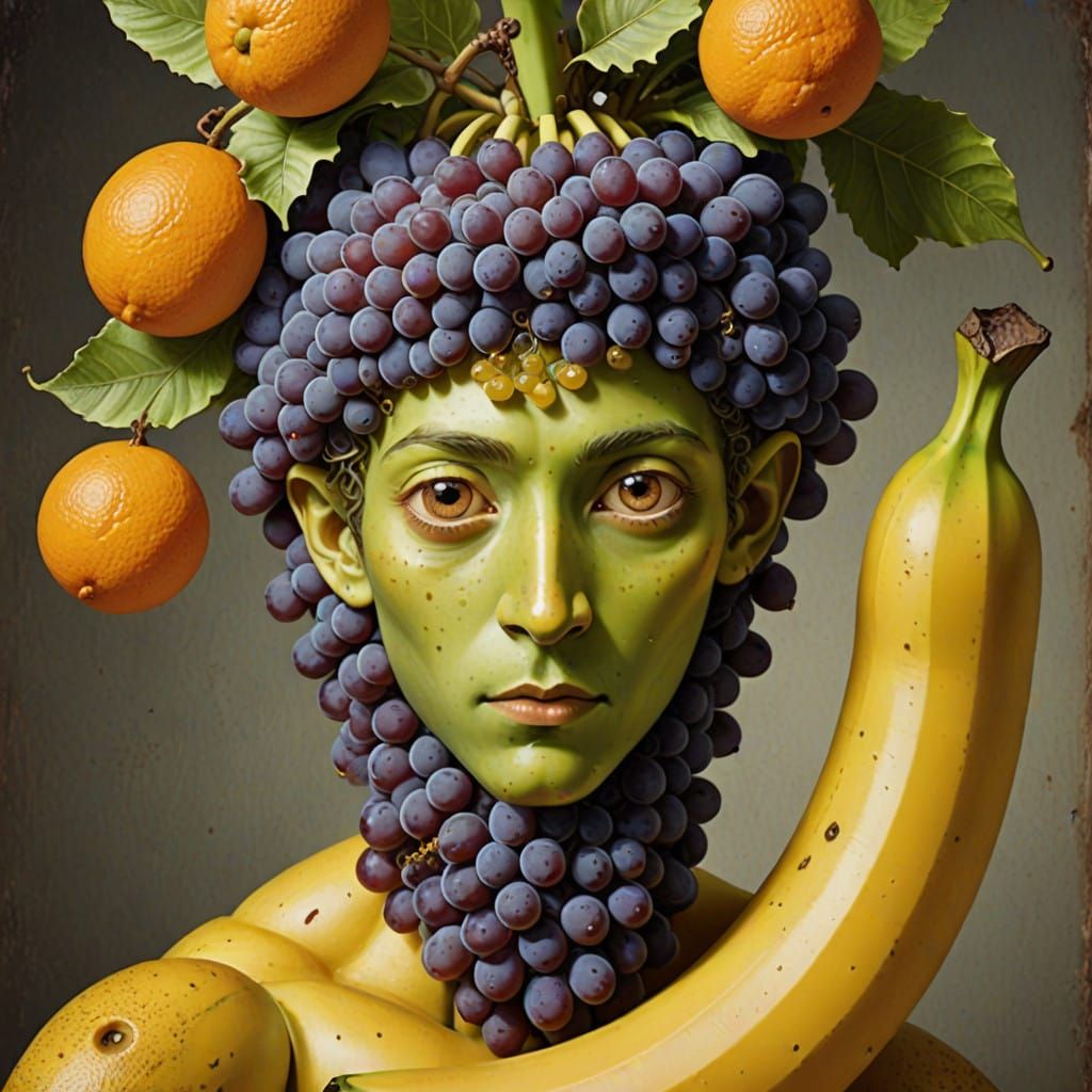 Fruit Person in Vibrant Surreal Art