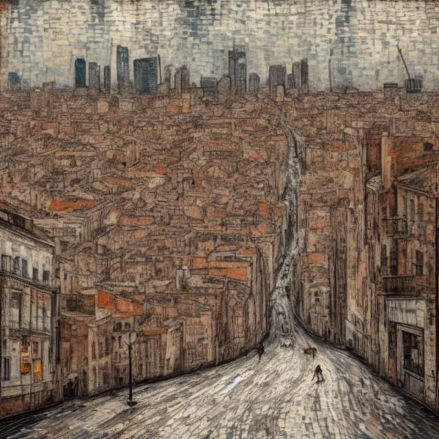 Urban, Velázquez, Woven <lora:Celim:1.0>  white-outlines impasto