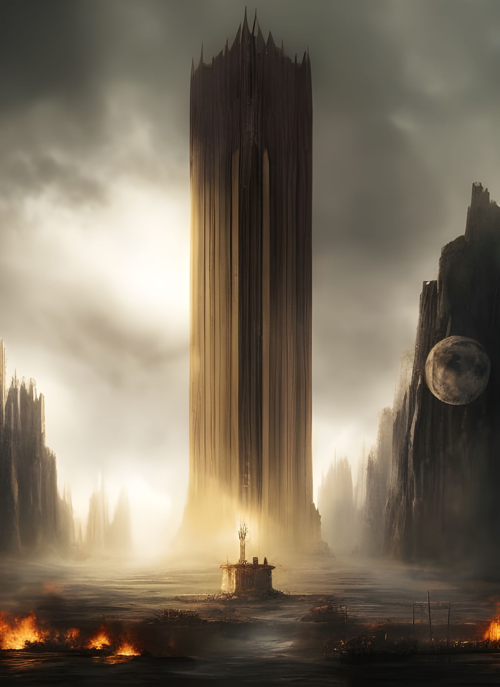 Fantastic Cityscape with Bizarre Creatures in Hyperrealistic...