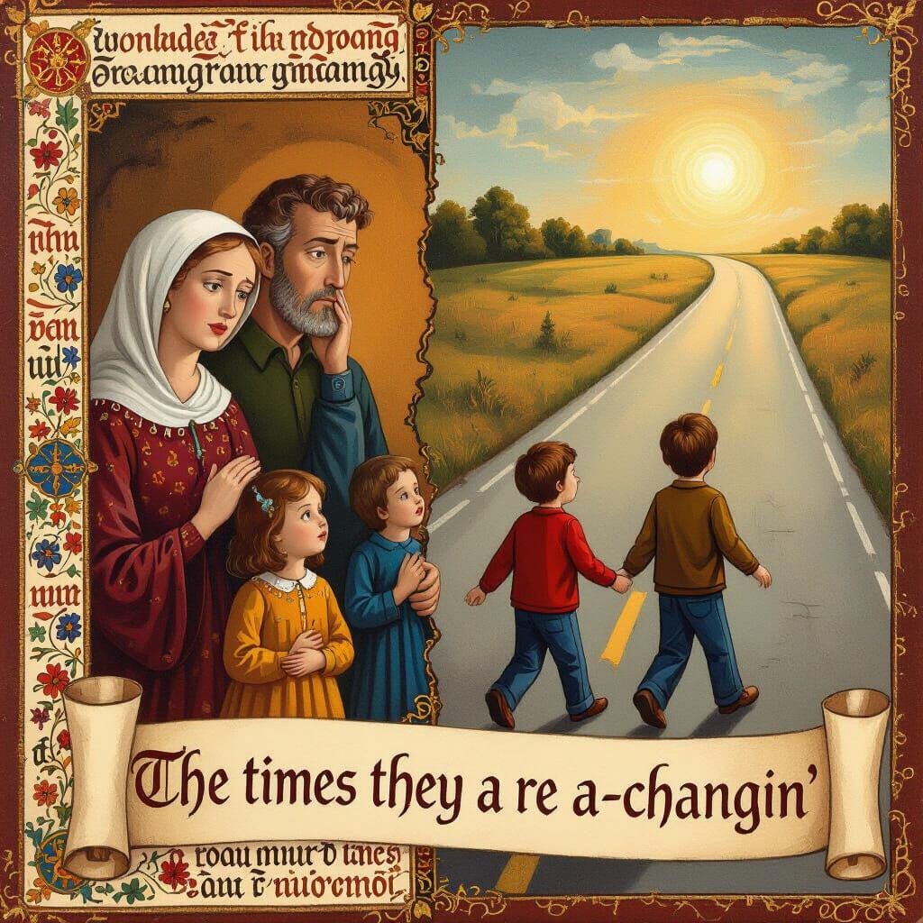 Generational Divide Folk Art Painting