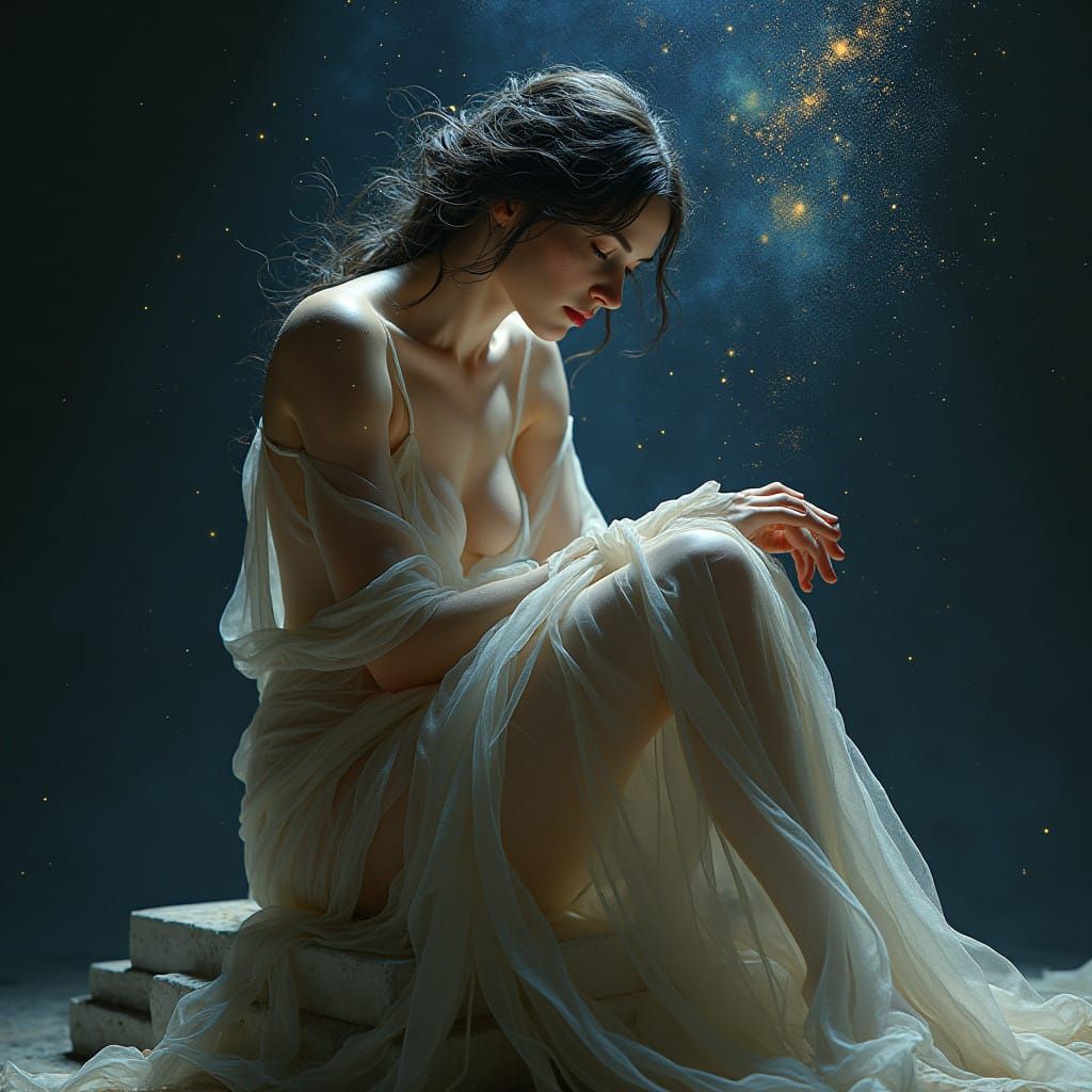 Sensual Goddess Merging with Celestial Cosmos