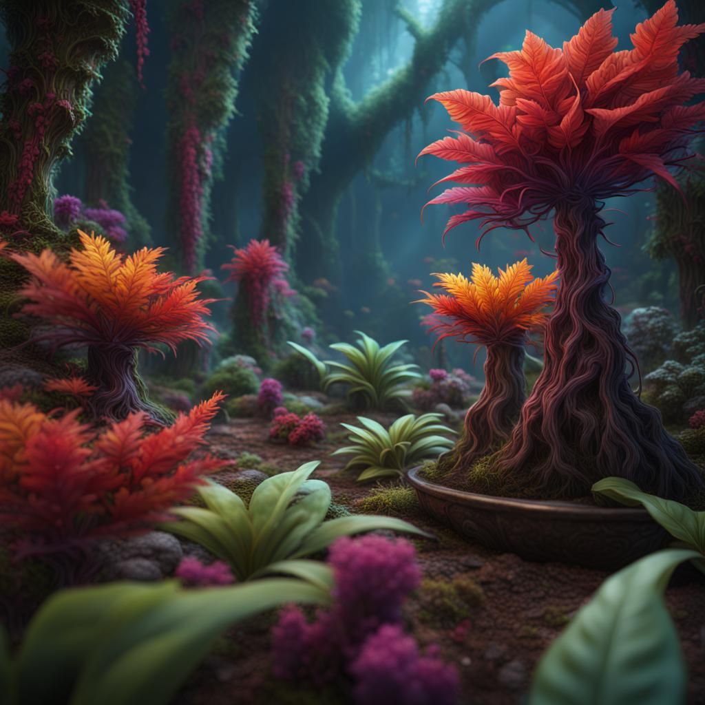 Fantastical Magic Plants in Detailed Matte Painting