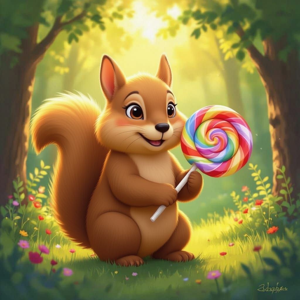 Bear Enjoying a Sweet Lollipop