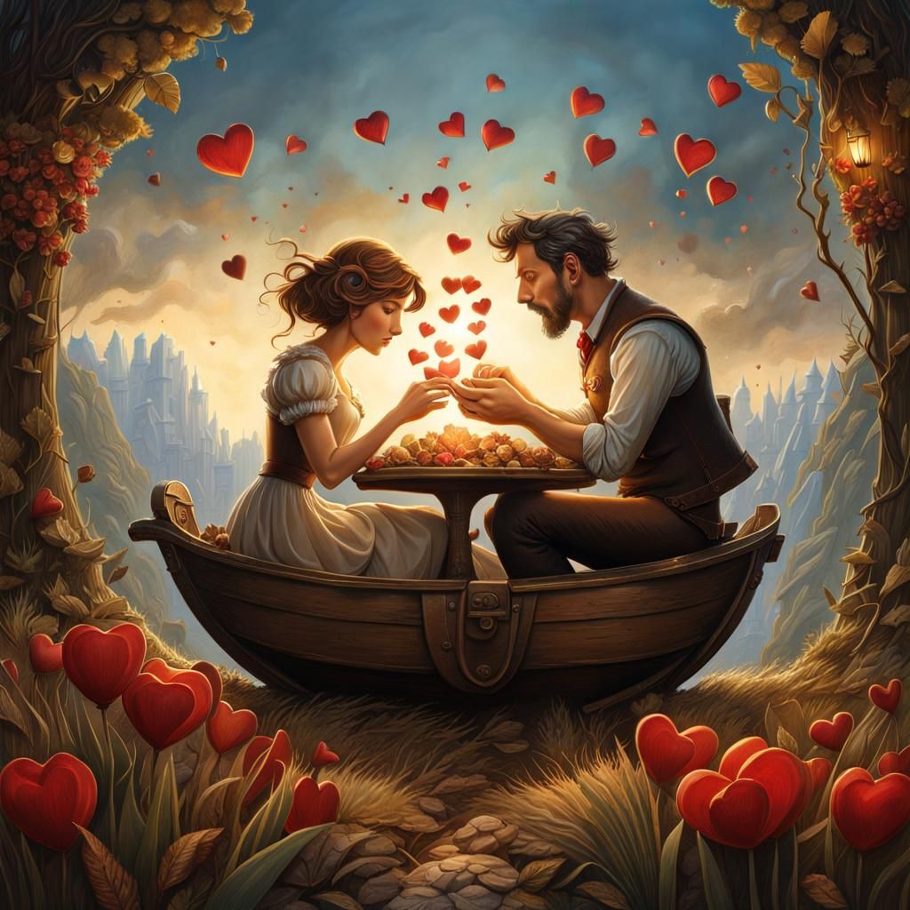 Enamored Couple in Fantasy Art Style