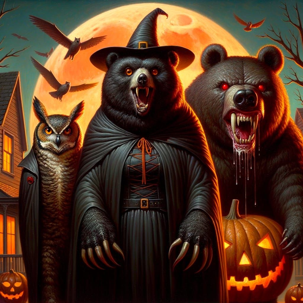 Halloween Night: Costumed Animals Trick-or-Treating