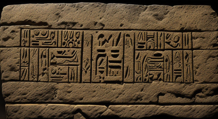 Mysterious Ancient Hieroglyphic Text in Golden Light