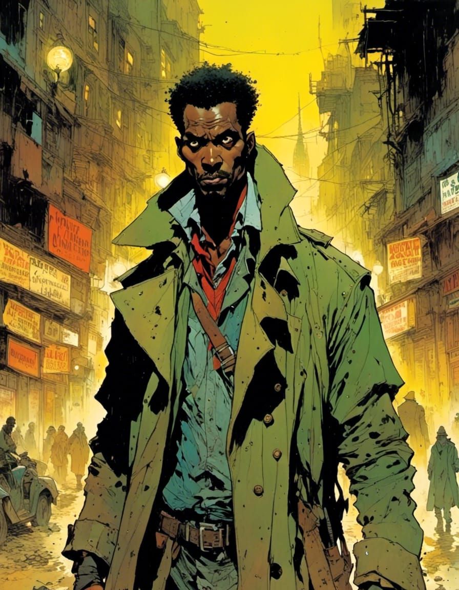 Undead Vigilante Prowls Cyberpunk Cityscape