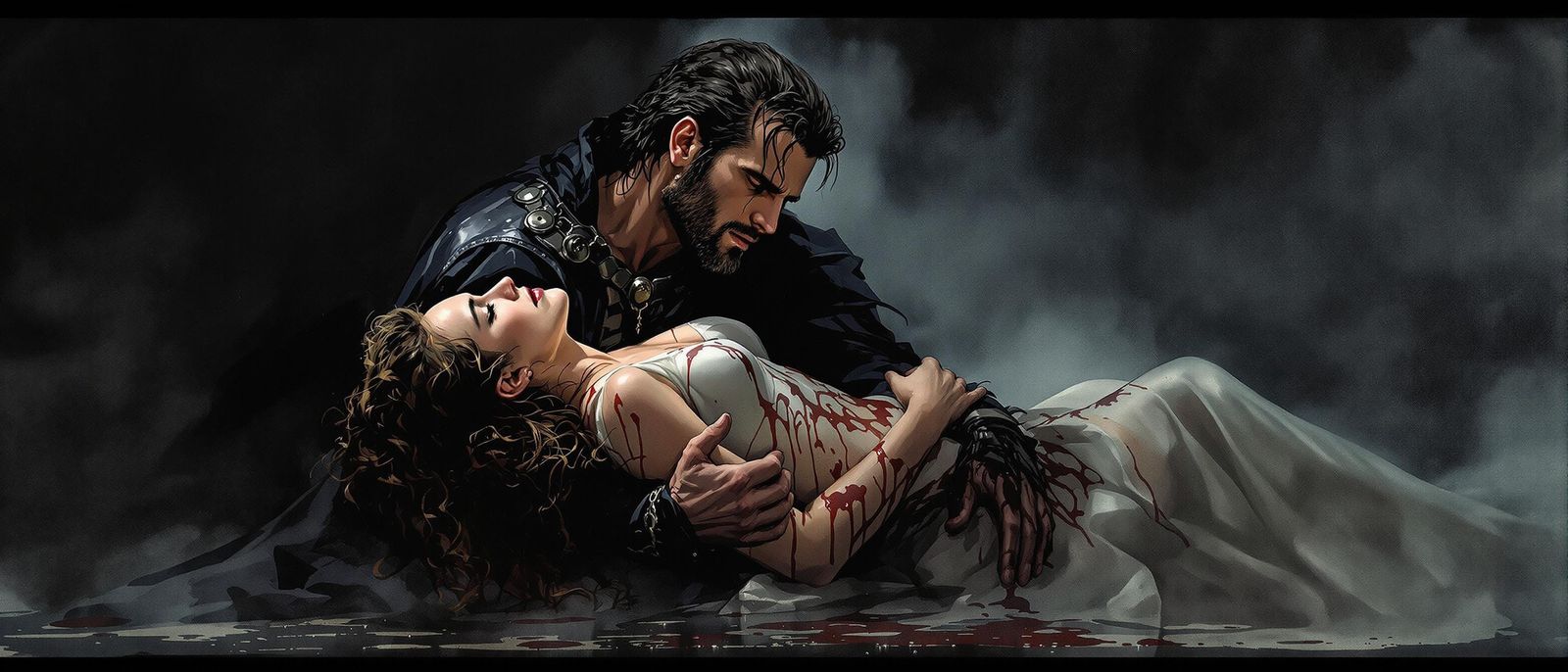 Highlander's Grief: Somber Watercolor Art of Loss