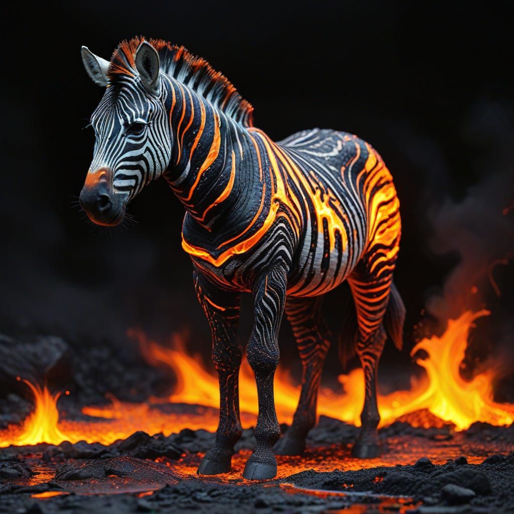Molten Lava Zebra: A Fiery Creation