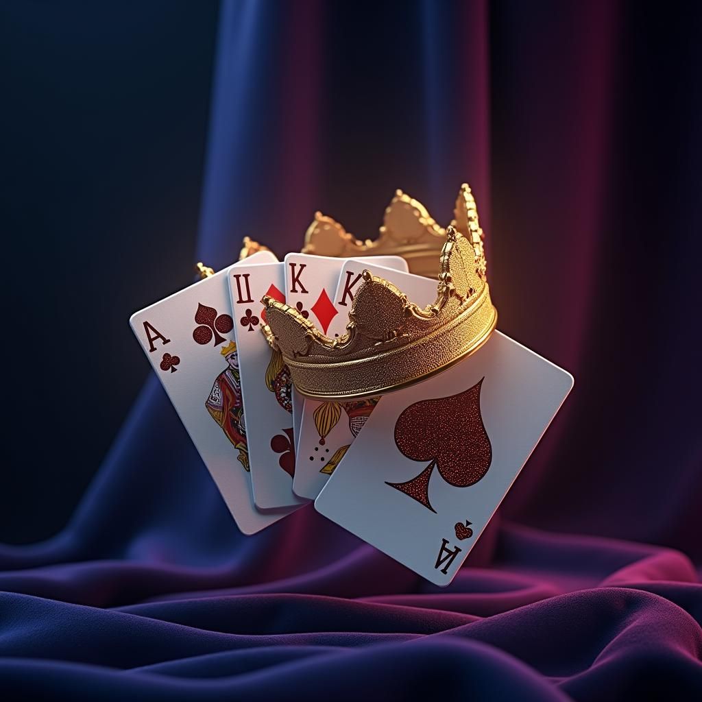 Golden Crown with Royal Flush in Digital Art Style