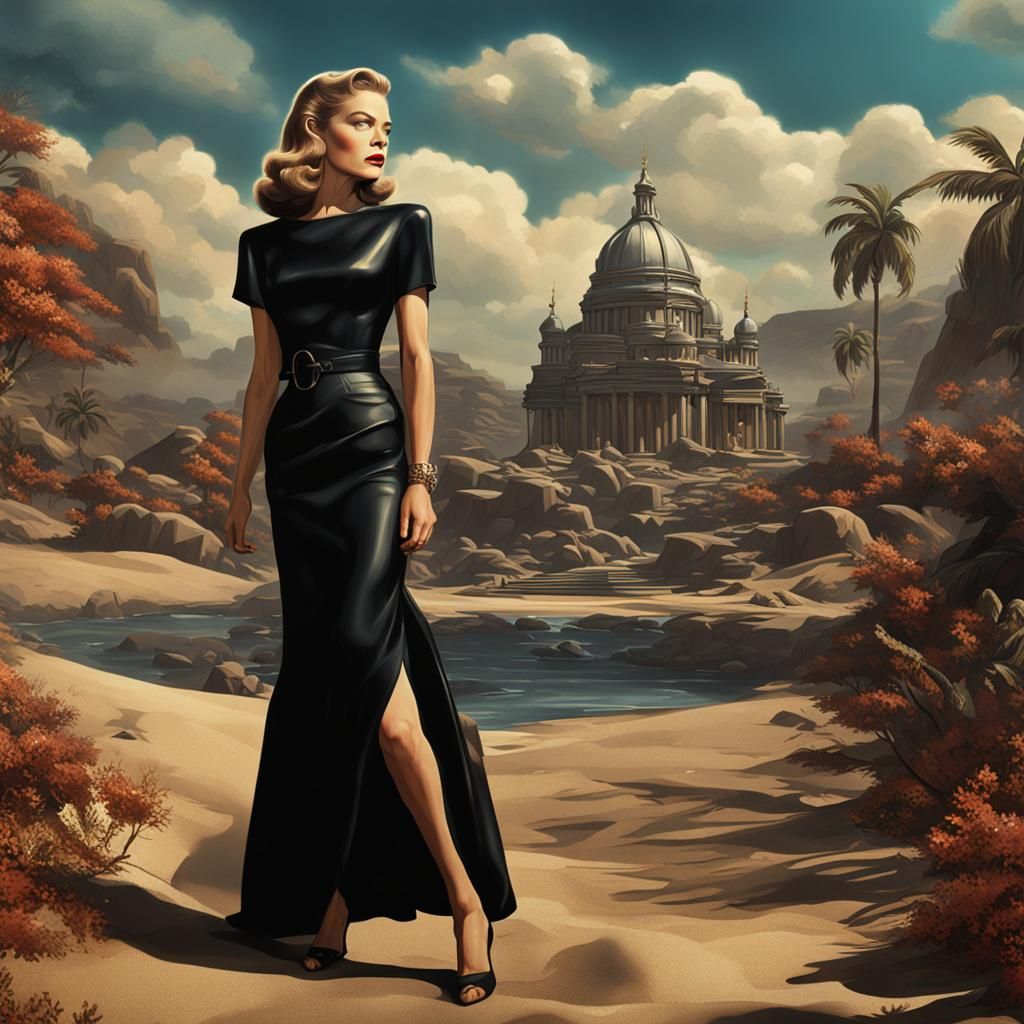 Goddess in Vinyl Dress: Matte Painting Concept Art