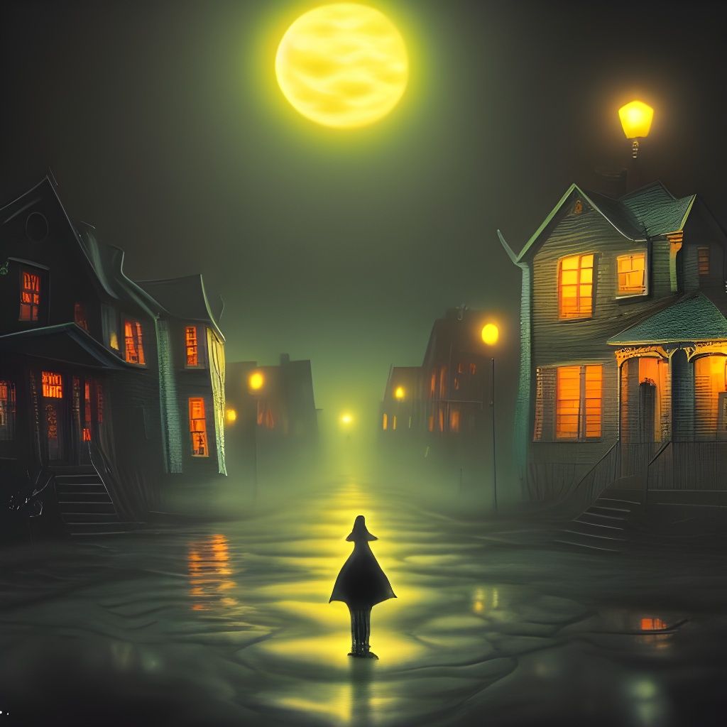 Spooky Ghost Town in Gouache Painting Style