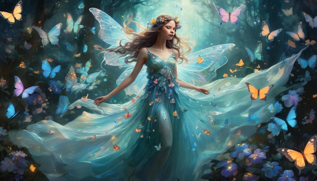 Diaphanous Fairy in Dreamlike High Fantasy Style