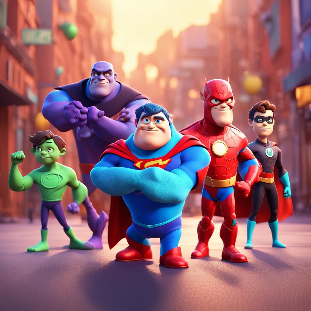 Dynamic Super Heroes in 3D Digital Art