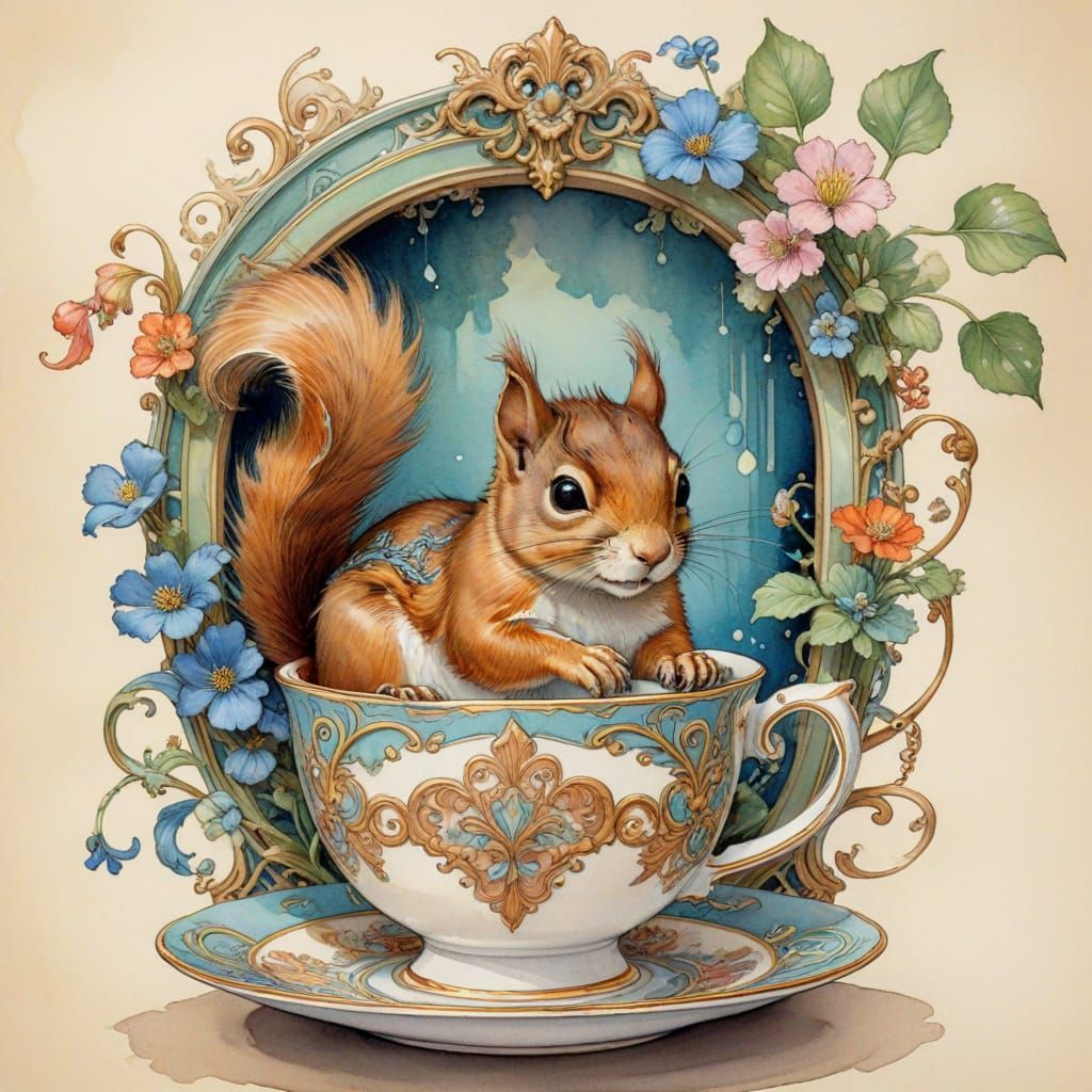 Squirrel in Teacup: Japanese Ink and Art Nouveau