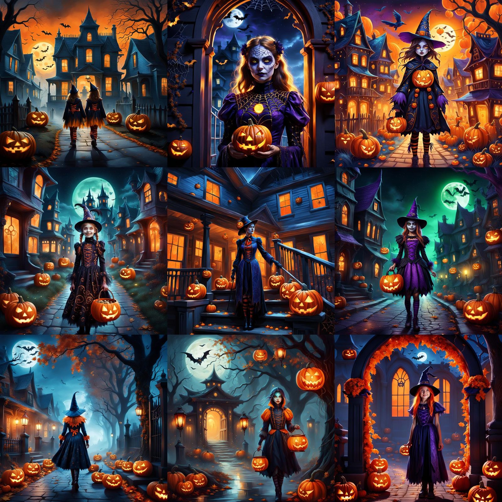 Girl in Halloween Costume: Detailed Fantasy Art