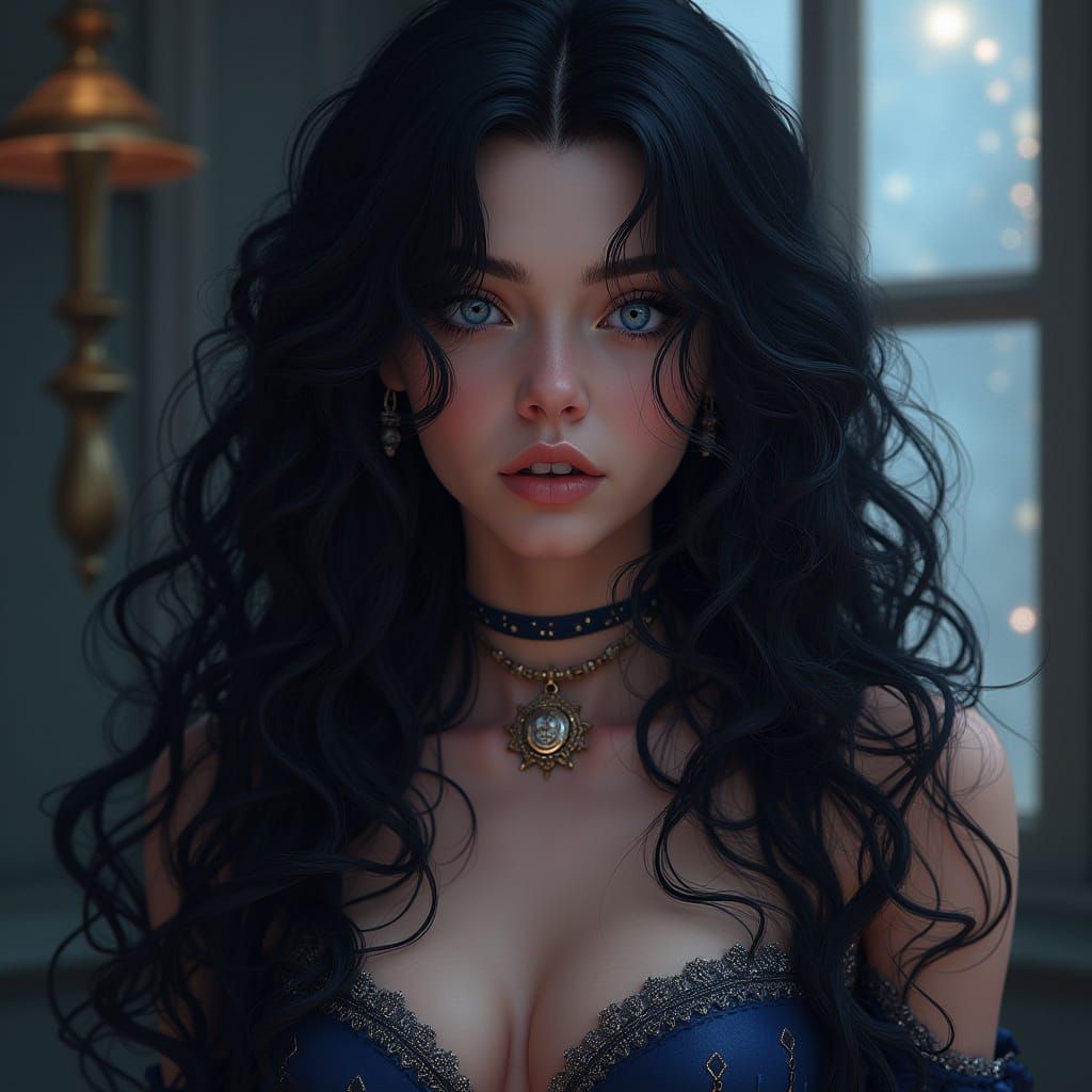 Elegant Woman Portrait in Art Nouveau Style