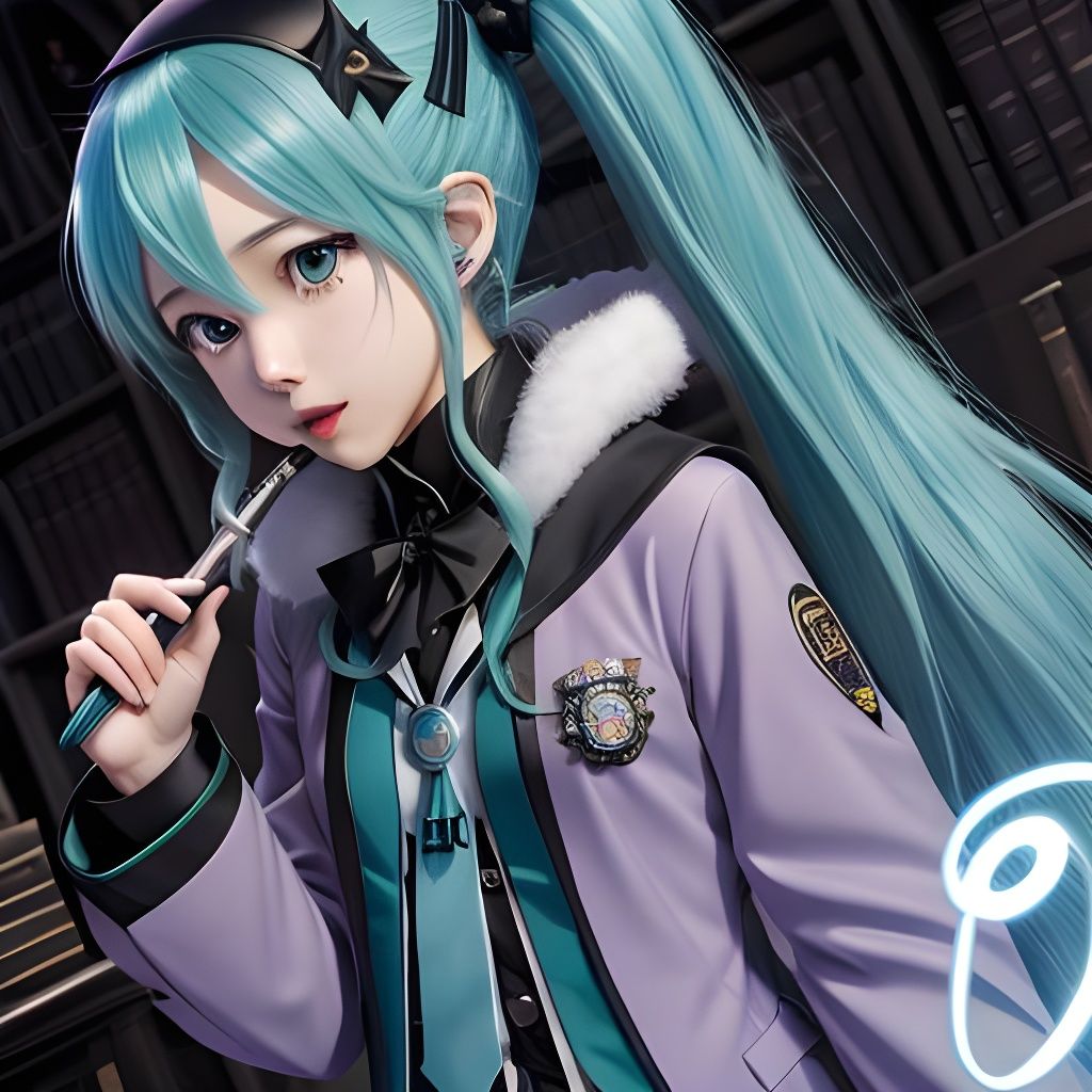 Anime Girl Learns Magic at Hogwarts in Manga Style