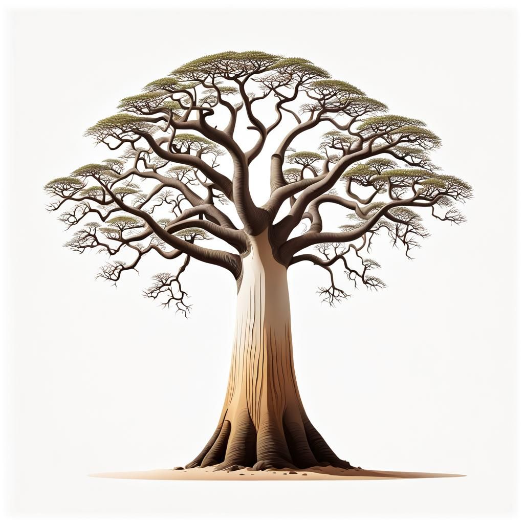 Surreal Minimalist Baobab Tree Illustration
