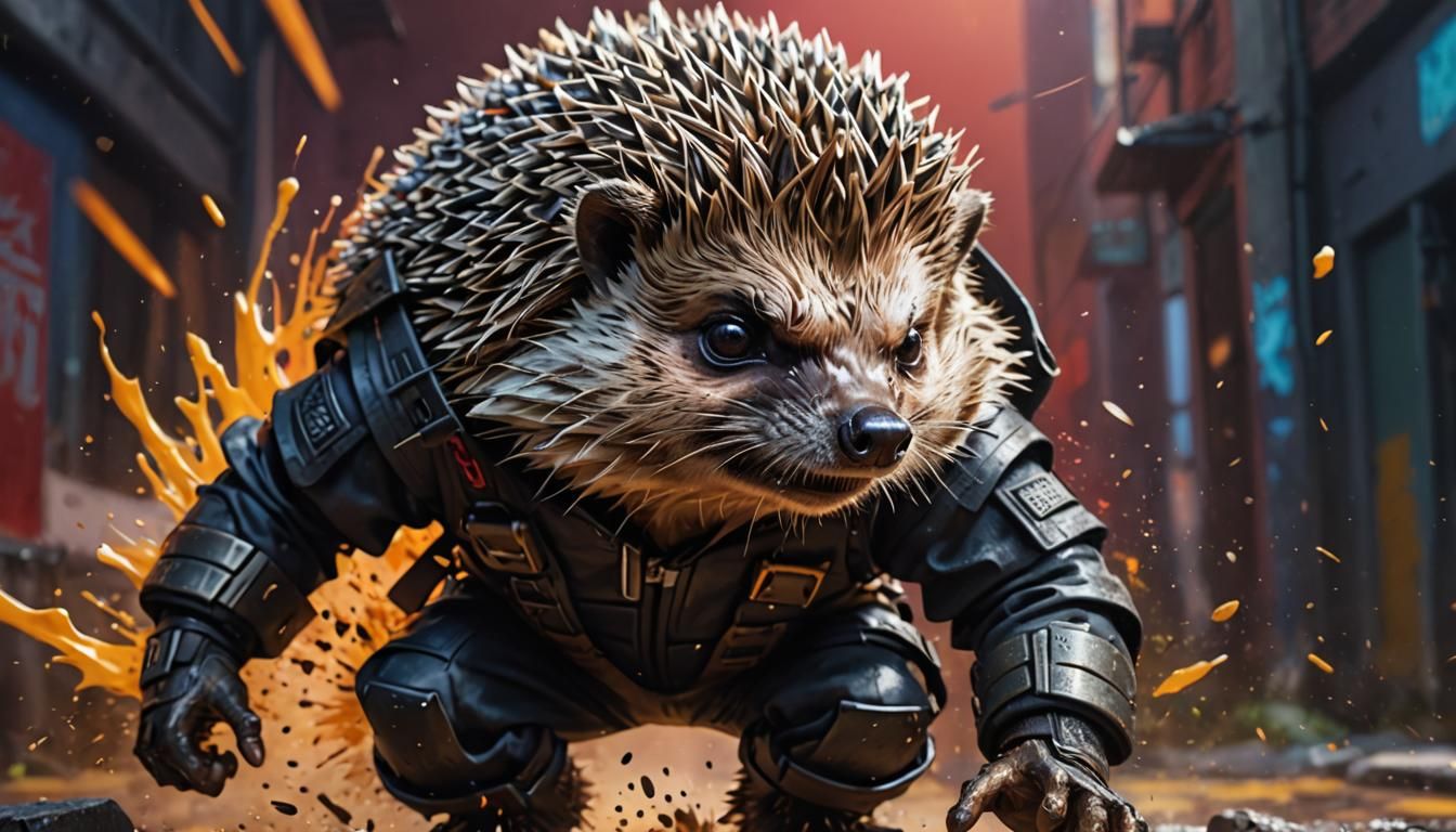 Angry Ninja Hedgehog Splash Art Portrait