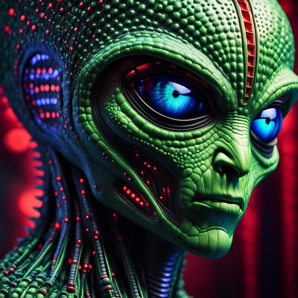 Hyperrealistic Green Alien in Sci-Fi Art